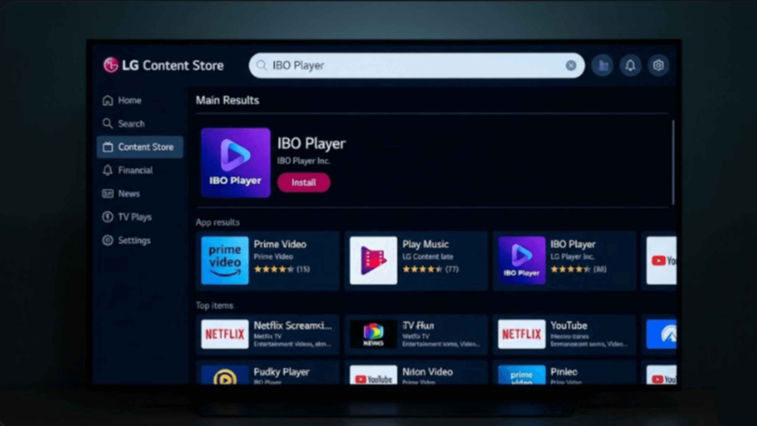 IBO Player im LG Content Store finden Schweiz